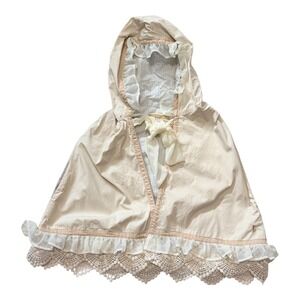 W.D. Wolf Hooded Cape Size 5 Girls Tan Cotton Lace Ruffle Cottagecore Read